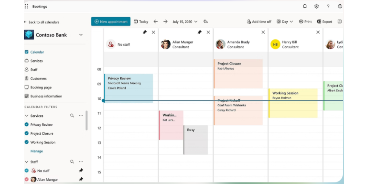 Microsoft Bookings interface Calendly alternative